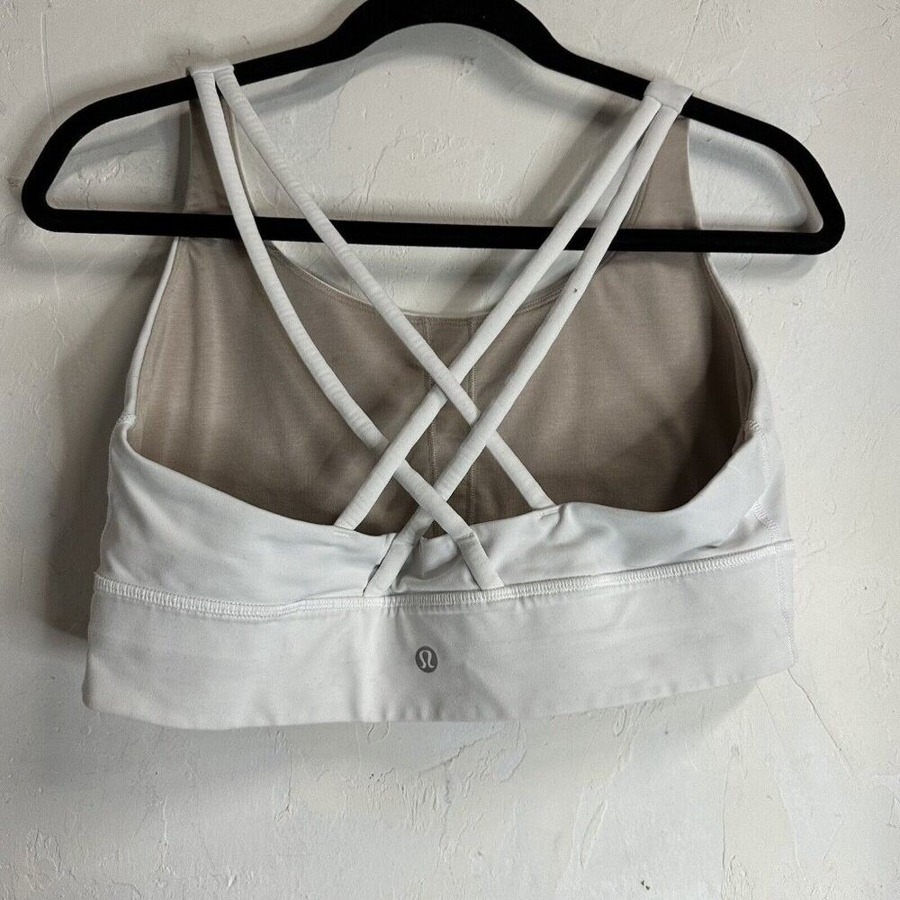 lululemon Energy Longline Sports Bra White Luxtreme Strappy Womens 12 Athletic - Picture 9 of 10